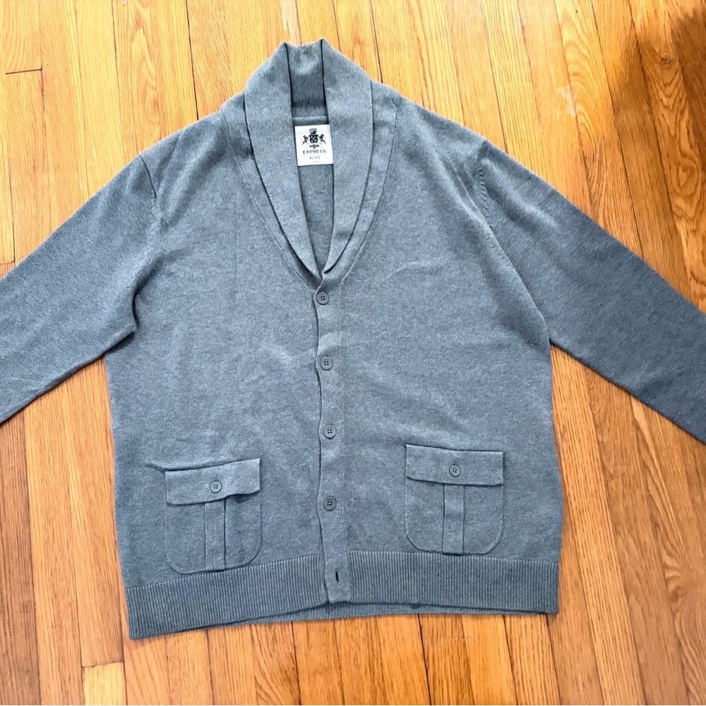 Express Heather Gray Shawl Collar Cardigan